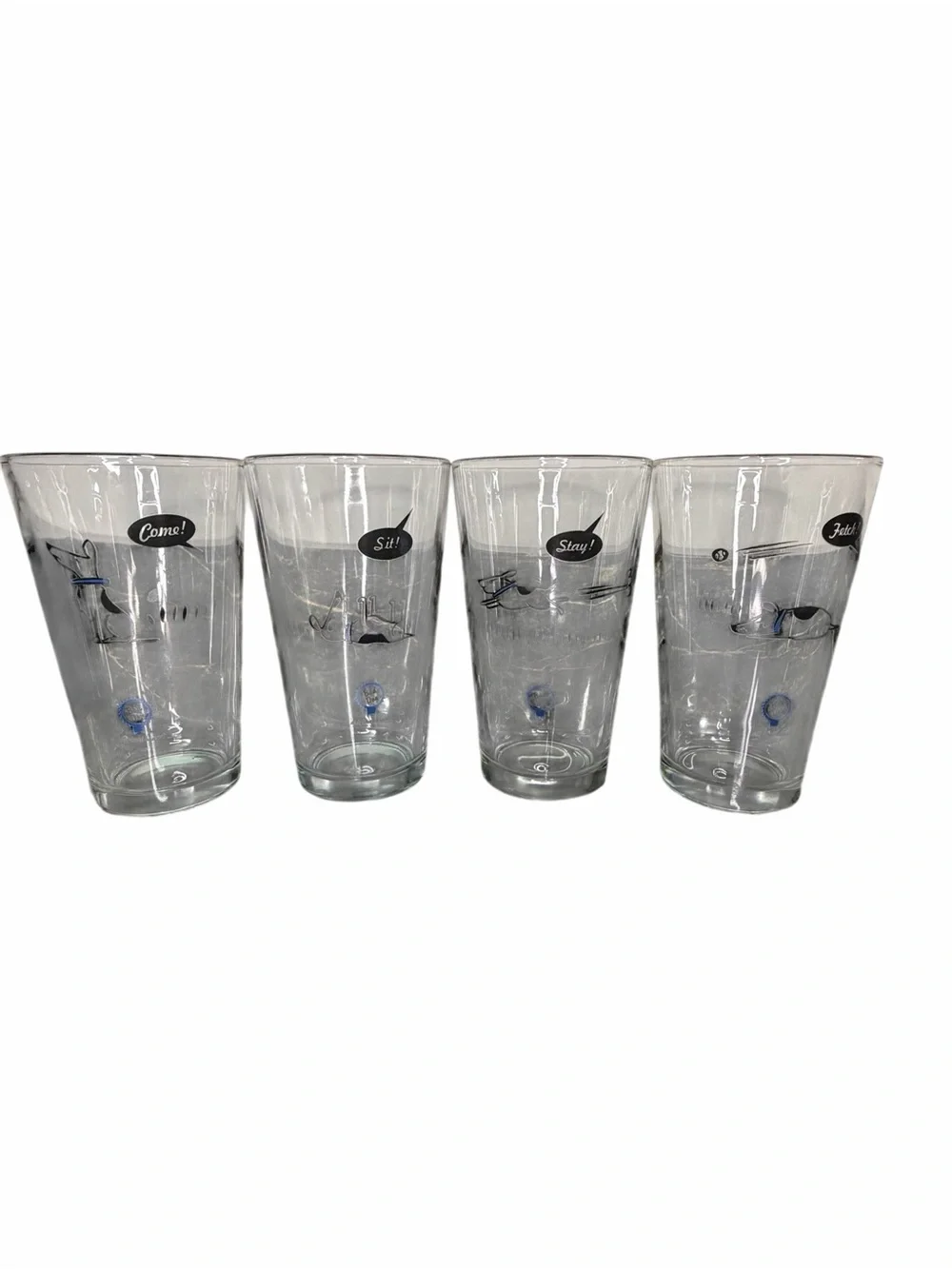 Uncommon Goods Bad Dog Set of 4 Pint Glasses Come Sit Stay Fetch